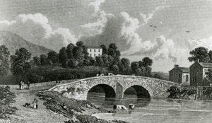 Greta Hall en Keswick Bridge, gegraveerd door E. Francis, 1842