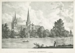 Lichfield Kathedraal - Zuid Uitzicht door William Westall