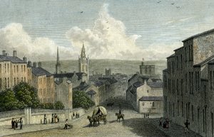 Newcastle vanaf Westgate Hill, gegraveerd door Edward Finden, 1830