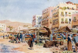 Malaga, de markt door William Wiehe Collins