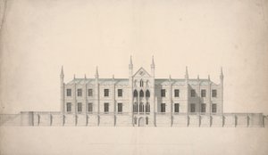Elevatie van een voorgesteld ontwerp voor Cambridge Colleges door William Wilkins
