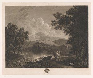 Landschap met Cicero aan de oever van een rivier bij zijn villa