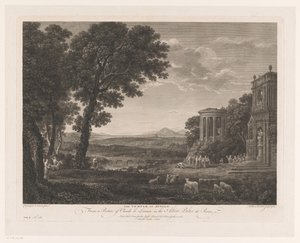 Landschap met vader van Psyche die offert voor de tempel van Apollo
