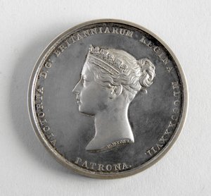 R.A. medaille toegekend aan George Frampton 10.12.1884 voor het beste model van een figuur door William Wyon