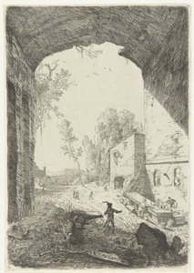 Herberg bij de Grotta della Ninfa Egeria door William Young Ottley