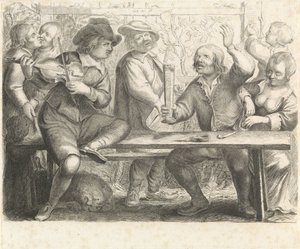 Muzikanten en drinker in een herberg door William Young Ottley