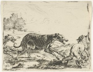Vos en drie honden