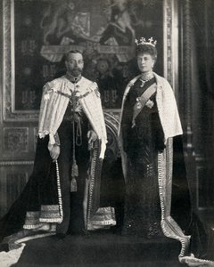 Koning George V en Koningin Mary bij hun eerste opening van het Parlement, 6 februari 1911, 1951 door William and Daniel Downey