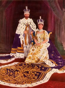 Hun Majesteiten Koning George V en Koningin Mary in hun kroningsgewaden