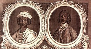 Job, zoon van Solliman Dgiallo, hogepriester van Bonda in het land van Foota, Afrika en William Ansah Sessarakoo, zoon van John Bannishee Corrantee Ohinnee, van Anamaboe door William of Bath (after) Hoare