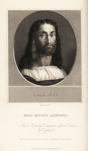 Portret van Marcantonio Raimondi, Italiaanse graveur, circa 1470-1534 door William the Younger Holl