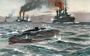 Onderzeeër, ca. 1905 door Willy Stöwer