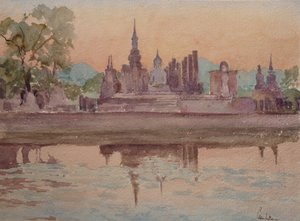 871 Zonsondergang, Wat Maharthat, Sukhotai