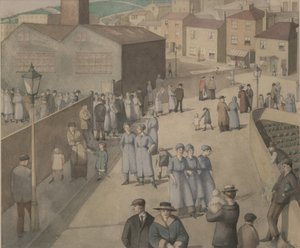 Vertrek uit de munitiefabriek door Winifred Knights