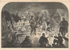 Een bivakvuur aan de Potomac; uit Harper