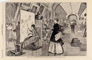 Kunststudenten en kopiisten in de Louvre Gallery, Parijs, uit Harper