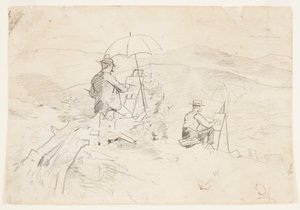Kunstenaars schetsen in de Witte Bergen door Winslow Homer
