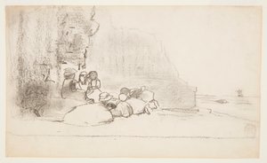 Kinderen spelen aan de kust, Cullercoats, Engeland