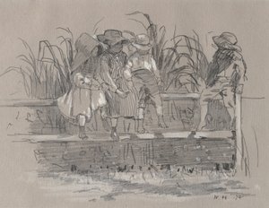 Kinderen Zittend op een Hek door Winslow Homer