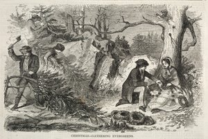 Kerstmis - Verzamelen van groenblijvers, 1858 door Winslow Homer