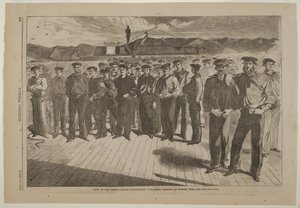 Bemanning van de Amerikaanse stoomsloep Colorado, aangemonsterd in Boston, juni 1861 door Winslow Homer