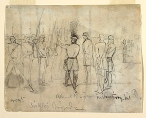Tekening
Tekening, Kolonel William Dwight, Jr. Inspectie van zijn regiment, 1862 door Winslow Homer