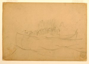 Tekening, Een sloep vol mannen, 1881-82 door Winslow Homer