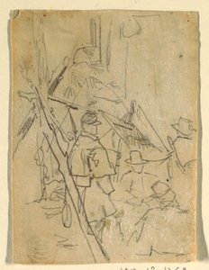 Tekening, Een legerkampement, 1862 door Winslow Homer