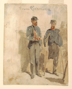 Tekening, "Van Richmond"; Twee gewonde soldaten, 1862 door Winslow Homer