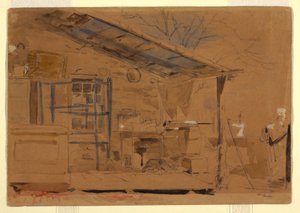Tekening, Huis met veranda, ca. 1858-60