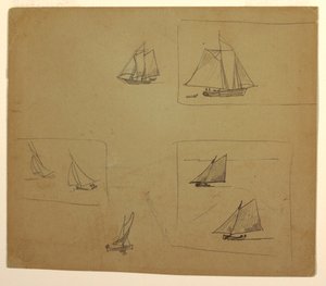 Tekening, Schetsen van zeilboten, 1881-82 door Winslow Homer
