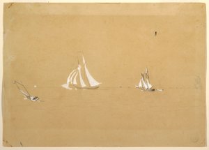 Tekening, Twee schoeners, 1880 door Winslow Homer