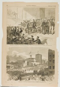 Uitwijzing van negers en abolitionisten uit Tremont Temple, Boston, Massachusetts op 3 december 1860