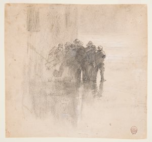 Vissers in Oliejassen, Cullercoats, Engeland door Winslow Homer