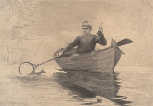 Vliegvissen, Saranac Lake door Winslow Homer