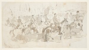 Het Zesde Cavalerie Regiment van Generaal McClellan, Inscheping in Alexandria voor Old Point Comfort door Winslow Homer