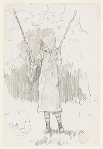 Meisje op een schommel door Winslow Homer