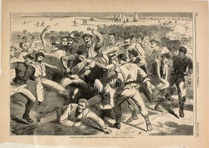Vakantie in het kamp - Soldaten spelen "Foot-Ball" door Winslow Homer