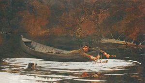 Hond en jager, 1892 door Winslow Homer