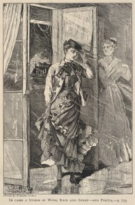 Er stak een storm van wind, regen en zeewater op - en Portia, uit The Galaxy, december 1869 door Winslow Homer