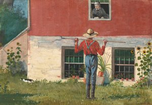 In de tuin rustieke hofmakerij door Winslow Homer