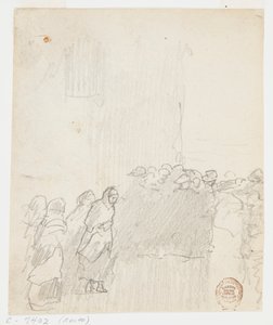 Mannen en vrouwen die naar zee kijken, Cullercoats, Engeland door Winslow Homer
