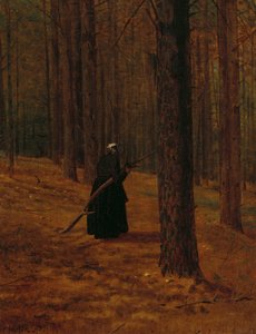 Oude vrouw verzamelt takken door Winslow Homer