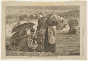 Op het strand bij Long Branch - Het uur van de kinderen door Winslow Homer