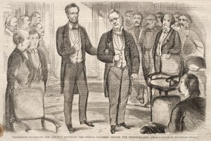 President Buchanan en president Lincoln betreden de Senaatskamer voor de inauguratie door Winslow Homer