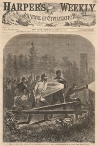 Opstandelingen Buiten Hun Werken bij Yorktown Verkennen met Donkere Lantaarns, uit Harper door Winslow Homer