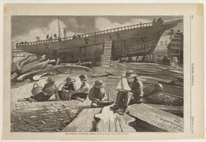 Scheepsbouw, haven van Gloucester door Winslow Homer