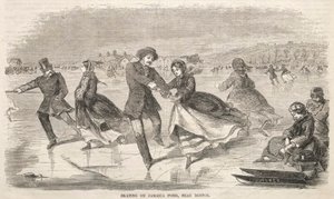 Schaatsen op Jamaica Pond, bij Boston door Winslow Homer