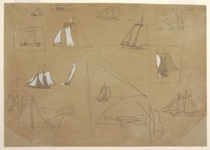 Schetsen van zeilboten door Winslow Homer