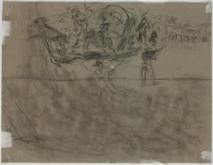 Schermutseling met een wagenkonvooi [verso], 1864
